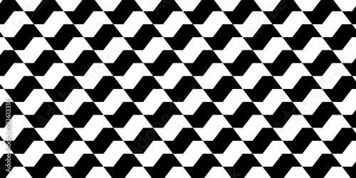 Sao Paulo sidewalk pattern. Famous Brazilian beach promenade. Repeated black and white curved texture in Portuguese pavement style. Wall or floor mosaic tile background. Vector graphic illustration.