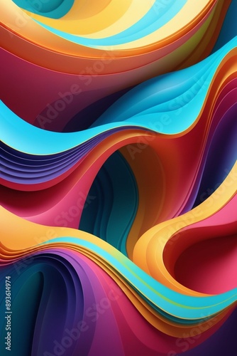 Abstract colorful wavy on a dark background, vibrant colors, vertical composition