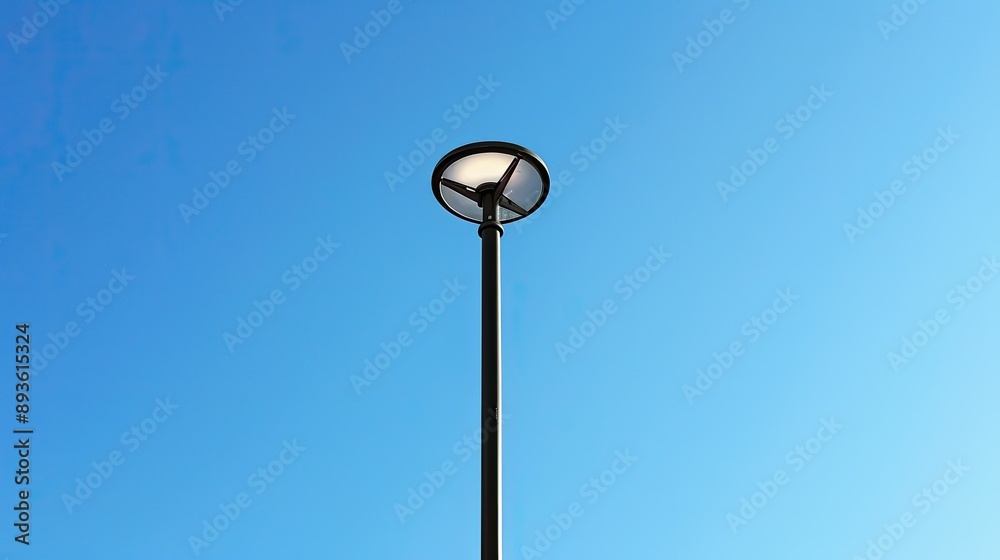 Modern lamp post against a clear blue sky, minimalistic design Modern lamp post against a clear blue sky, minimalistic design