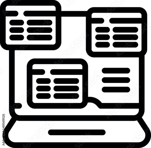 Developer is building software with multiple windows open on a laptop, optimizing their workflow for maximum efficiency