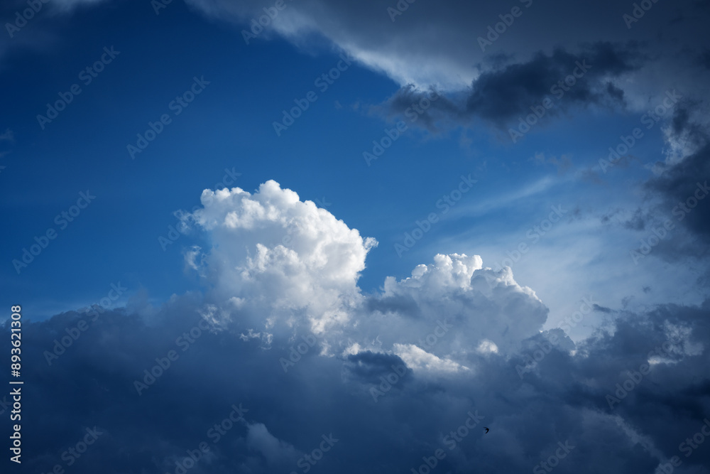 Beautiful dramatic sky with white clouds.