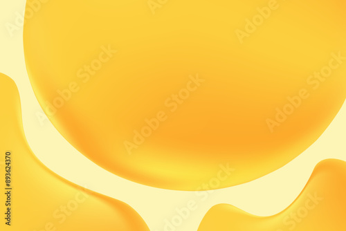 Abstract light yellow, gold holographic liquid blobs, flowing colorful gradient textured background with copy space. Fluid organic forms, smooth fluid honey, gel, collagen, serum. Beauty presentation