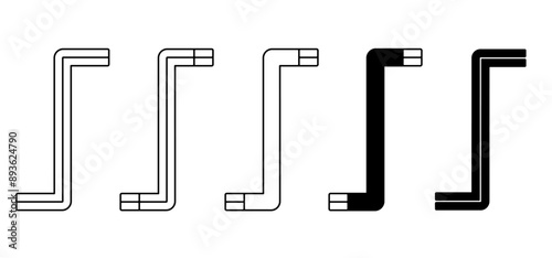 Cartoon allen wrench or hex key. Wrenches tools. Work service tool. hex key assembly set. Bicycle, cycling maintenance and repair. Home, furniture or bike fixing concept. Travel, inbus keys.