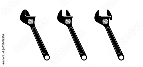 Cartoon spanner, adjustable-wrench or adjustable tensioner. Handyman tools for repairs. Pipes, maintenance and repair. Hand work tool. Work service tools. Auto Mechanic wrench. Adjustable spanner.