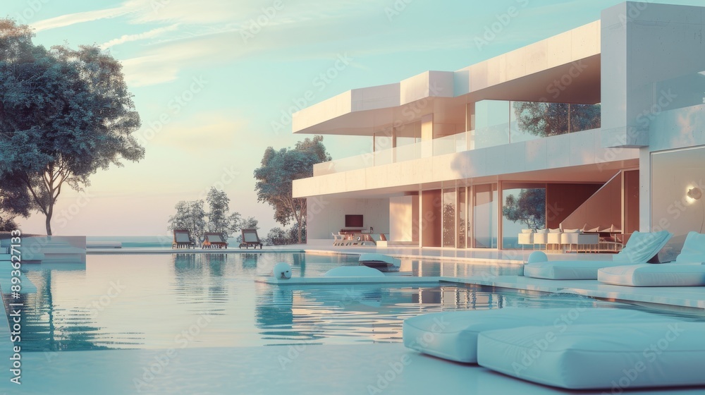 Fototapeta premium house with a pool real estate concept