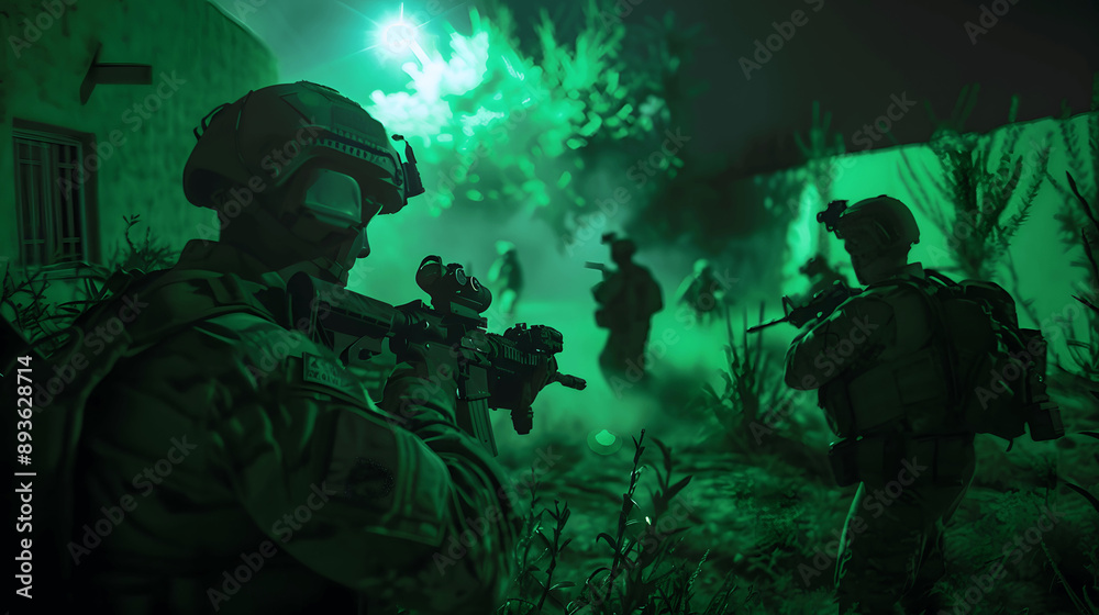 Nighttime operation with night vision equipment in Middle East conflict Nighttime operation with night vision equipment in Middle East conflict