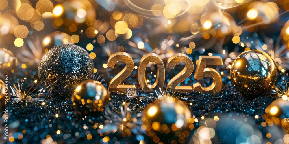 Get ready for the 2025 New Year Celebration with stylish golden decorations, festive ambiance, and a delightful atmosphere. It guarantees a night brimming with happy moments and shimmer Get ready for the 2025 New Year Celebration with stylish golden decorations, festive ambiance, and a delightful atmosphere. It guarantees a night brimming with happy moments and shimmer