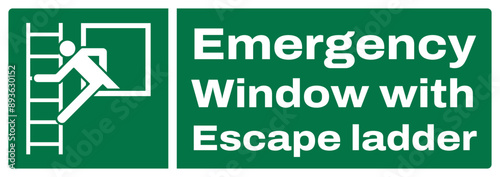 ISO emergency and first aid safety signs_emergency window with escape ladder landscape size 1/2 a4,a3,a2,a1	
