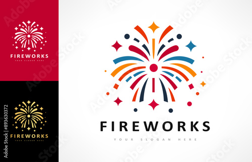 fireworks and stars logo vector design