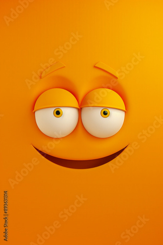 3D smiling orange cartoon face with relaxed eyes and a content expression, perfect for cheerful and positive themes