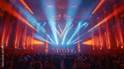 Corporate event promoting carbon credit initiatives formal and enthusiastic mood event style eye-level shot with stage lighting shot on IMAX laser photorealistic, 8k, HDR, intricate details photo