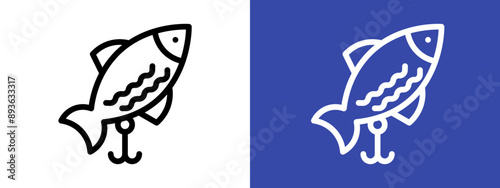 Bait Fishing Minnow icon logo sign set vector outline