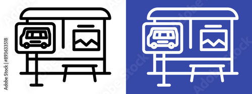 Bus stop stand icon logo sign set vector outline