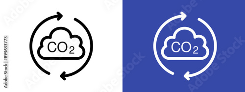 co2 gas carbon dioxide icon logo sign set vector outline