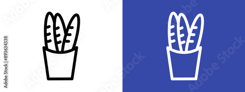 French bread icon logo sign set vector outline