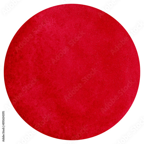 Watercolor dark red circle shape wash. Hand drawn and painted on isolated background 