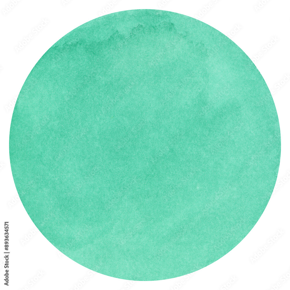Watercolor cool green circle shape wash with texture. Hand drawn and painted on isolated background Watercolor cool green circle shape wash with texture. Hand drawn and painted on isolated background