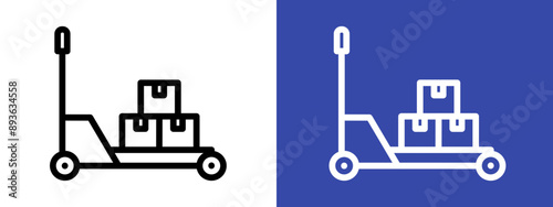 Hand pallet jack icon logo sign set vector outline