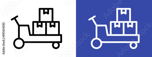 Hand pallet jack icon logo sign set vector outline