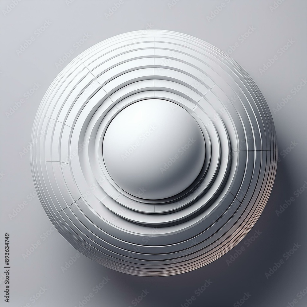 Fototapeta premium Minimalist background design with futuristic white sphere on light background. Generative AI