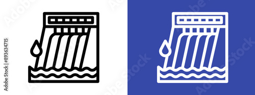 Hydroelectric dam icon logo sign set vector outline