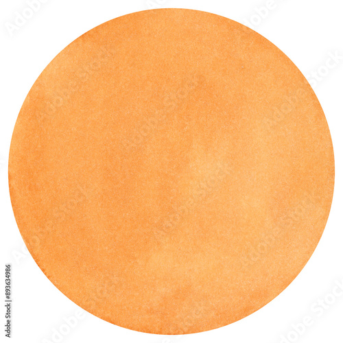 Watercolor light pastel orange circle shape wash. Hand drawn and painted on isolated background 