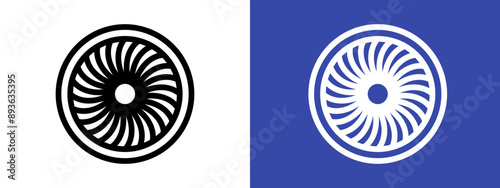 Plane turbine icon logo sign set vector outline