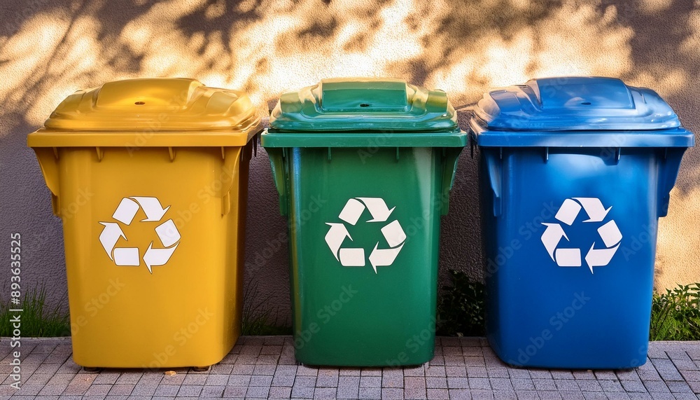 Recycling bins and waste segregation. AI generated Recycling bins and waste segregation. AI generated