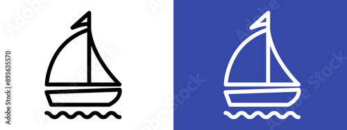 Sailboat icon logo sign set vector outline