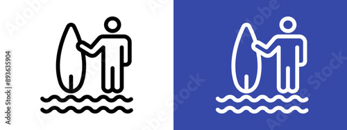 surfing icon logo sign set vector outline