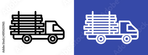 Timber truck icon logo sign set vector outline