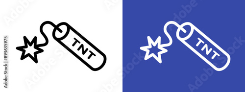 TNT dynamite icon logo sign set vector outline