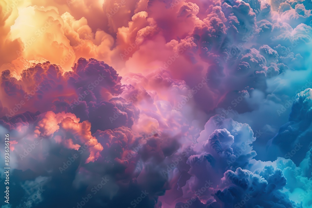 Fototapeta premium Digital artwork of cloudscape, visual representation of sky, aesthetic rendering of cumulus formation, atmospheric impression in graphic format