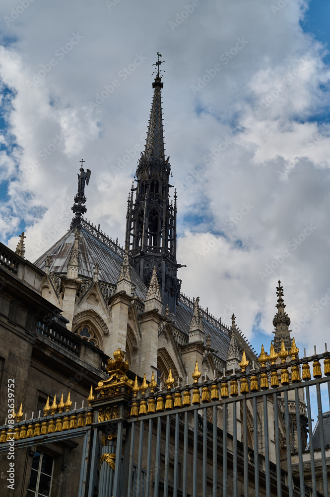 Fototapeta premium Sightseeing in Paris through Montmartre, the Latin Quarter, Notre Dame, the Eiffel Tower, the Champs Elysées, the Louvre Museum and the streets with ancient buildings, in the year of the Olympic Games