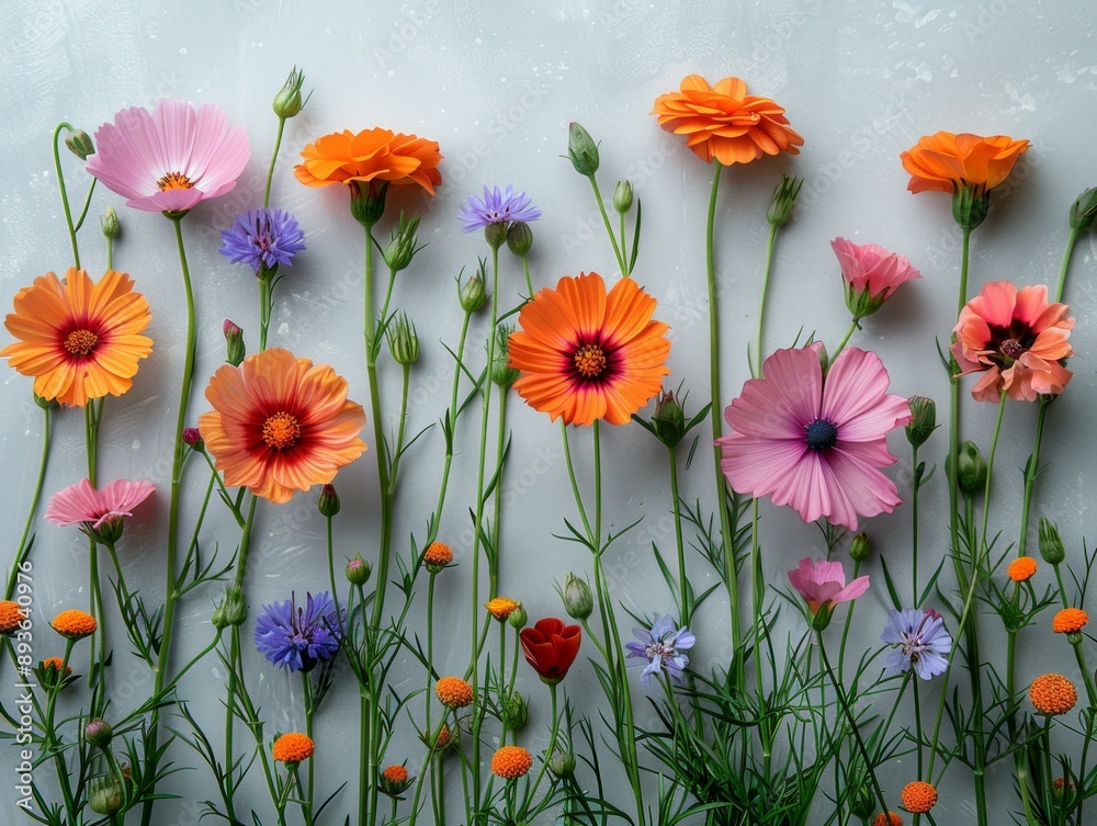 Fototapeta premium Colorful Paper Flower Display, Creative Garden Accent