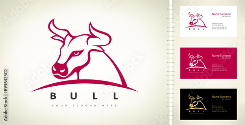 Bull head logo vector. Animal design