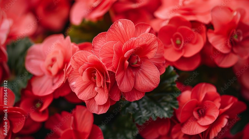 Close-up of a red begonia with lush petals Close-up of a red begonia with lush petals
