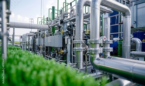 Green Ammonia and Liquefaction Facility: Labor Day Operations in Remote, Scorching Summer Heat. Dedicated Workers Ensuring Safe Production in Barren Landscape. 4K High-Resolution Illustration of Susta