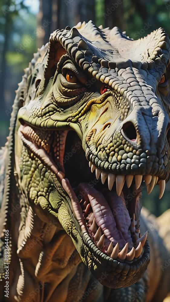 T-Rex dinosaur breathes design animation vertical video 4K generative AI content T-Rex dinosaur breathes design animation vertical video 4K generative AI content
