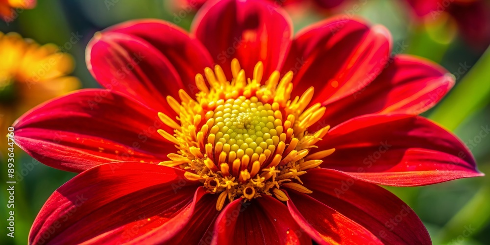 Vibrant red petals surround bright yellow stamens in a stunning close-up shot of a solitary flower, capturing the intricate details of its delicate beauty. Vibrant red petals surround bright yellow stamens in a stunning close-up shot of a solitary flower, capturing the intricate details of its delicate beauty.