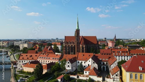 Wallpaper Mural European beautiful city ancient architecture Flight over shooting from a drone Wroclaw Poland Torontodigital.ca