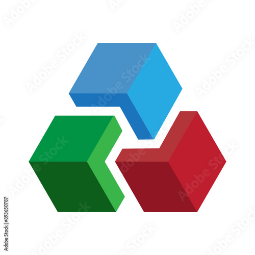 Colorful cube shapes. Geometric vector design. Abstract 3D illustration. Multicolor block icons.