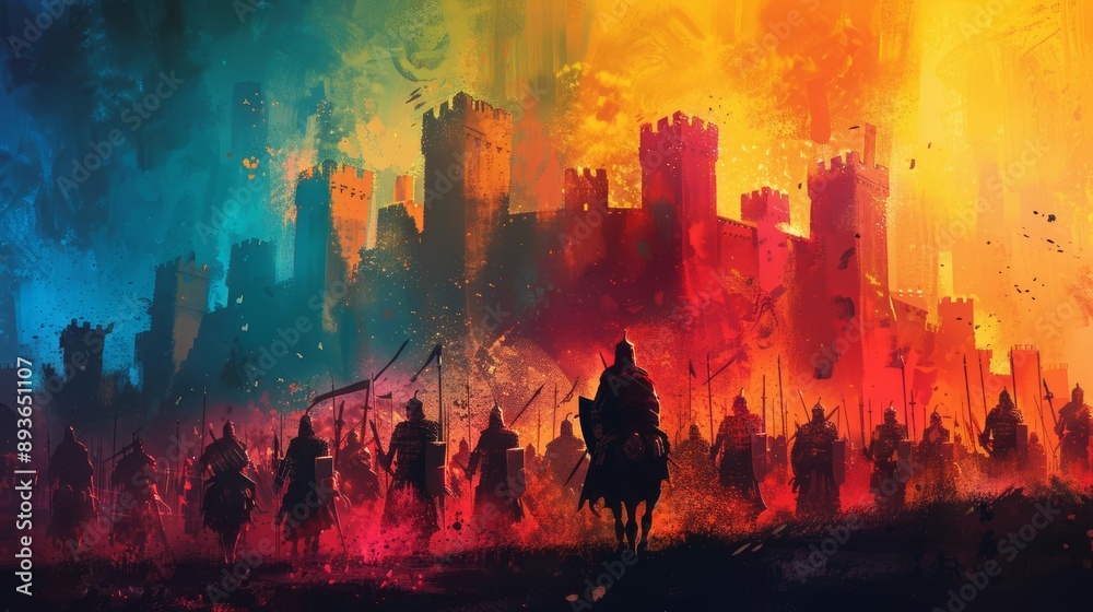 Dramatic Attack on Medieval Castle with Smoke and Fire Dramatic Attack on Medieval Castle with Smoke and Fire