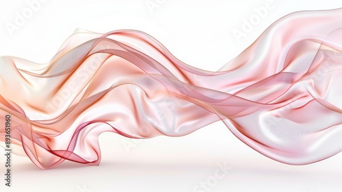 Flowing silk on white backdrop. Blank space.