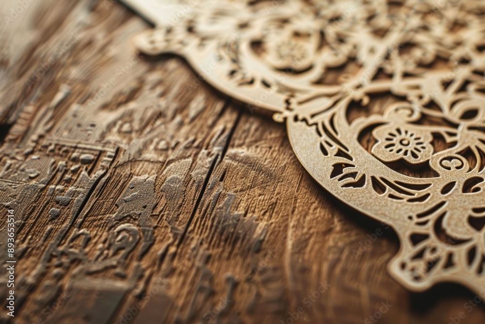 Intricate Handmade Greeting Card with Floral Cut-Out Designs on Rustic Wooden Table for Craft Inspiration Intricate Handmade Greeting Card with Floral Cut-Out Designs on Rustic Wooden Table for Craft Inspiration