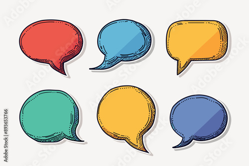 Vecor set of flat colorful speech bubbles Banners, price tags, stickers, posters, bubble, badges. Isolated on white background