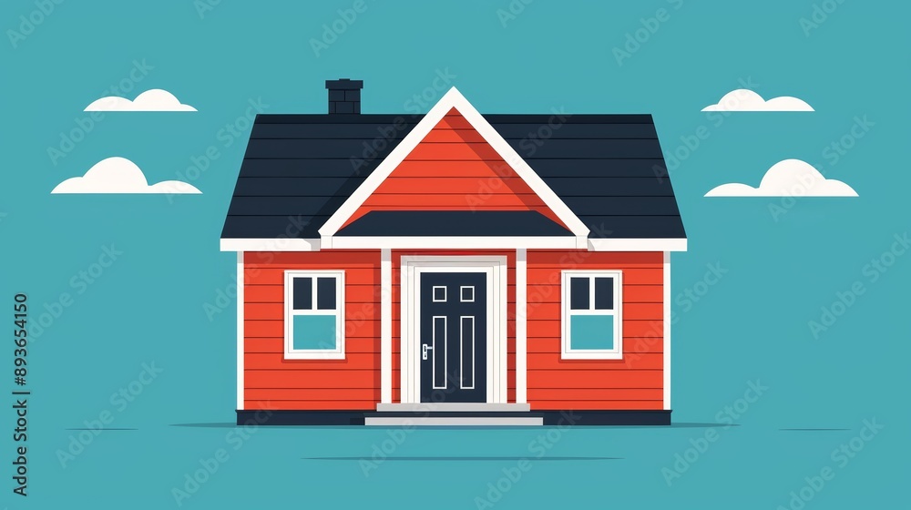 Foreclosure, house with foreclosure sign, flat design illustration Foreclosure, house with foreclosure sign, flat design illustration