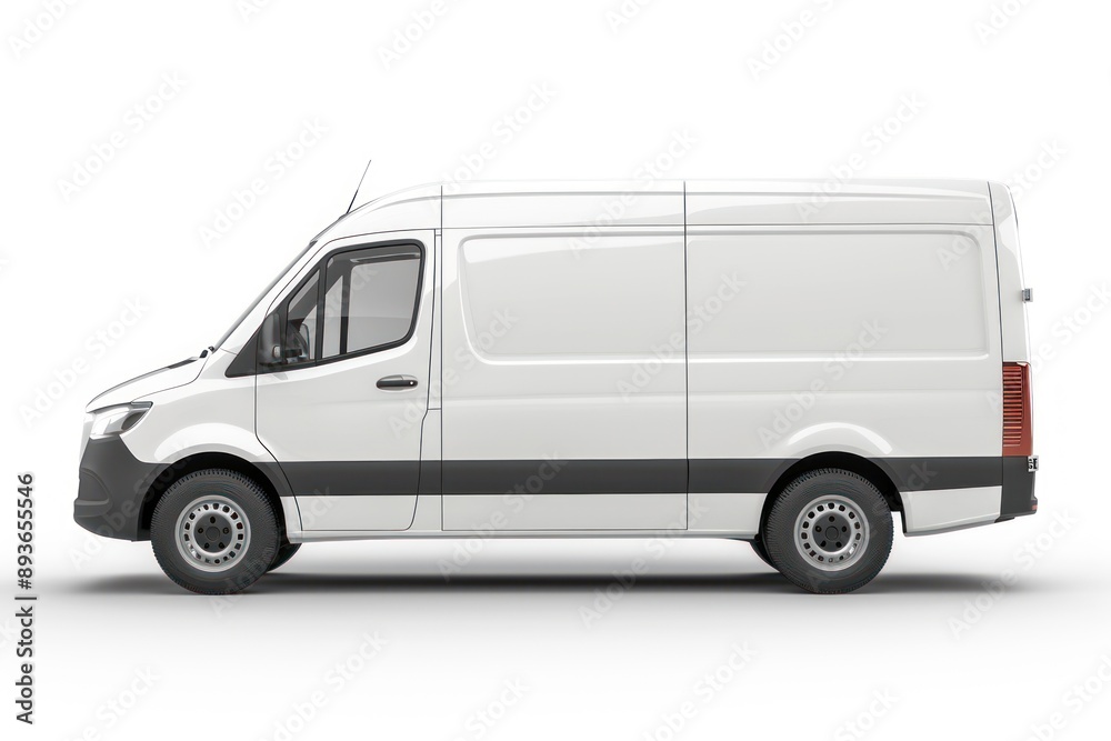 Side view of white mockup van car is isolated on white background Side view of white mockup van car is isolated on white background