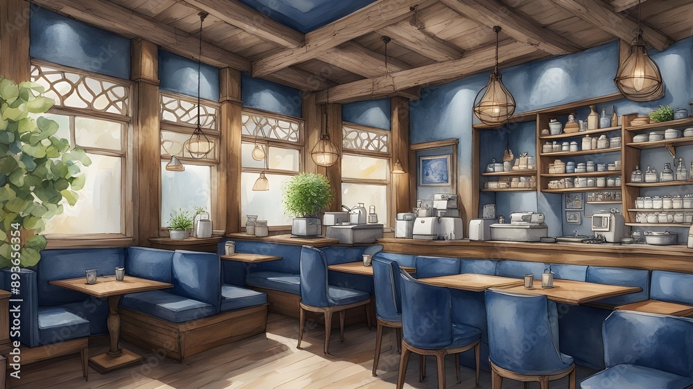 cafe with indigo wooden style cafe with indigo wooden style
