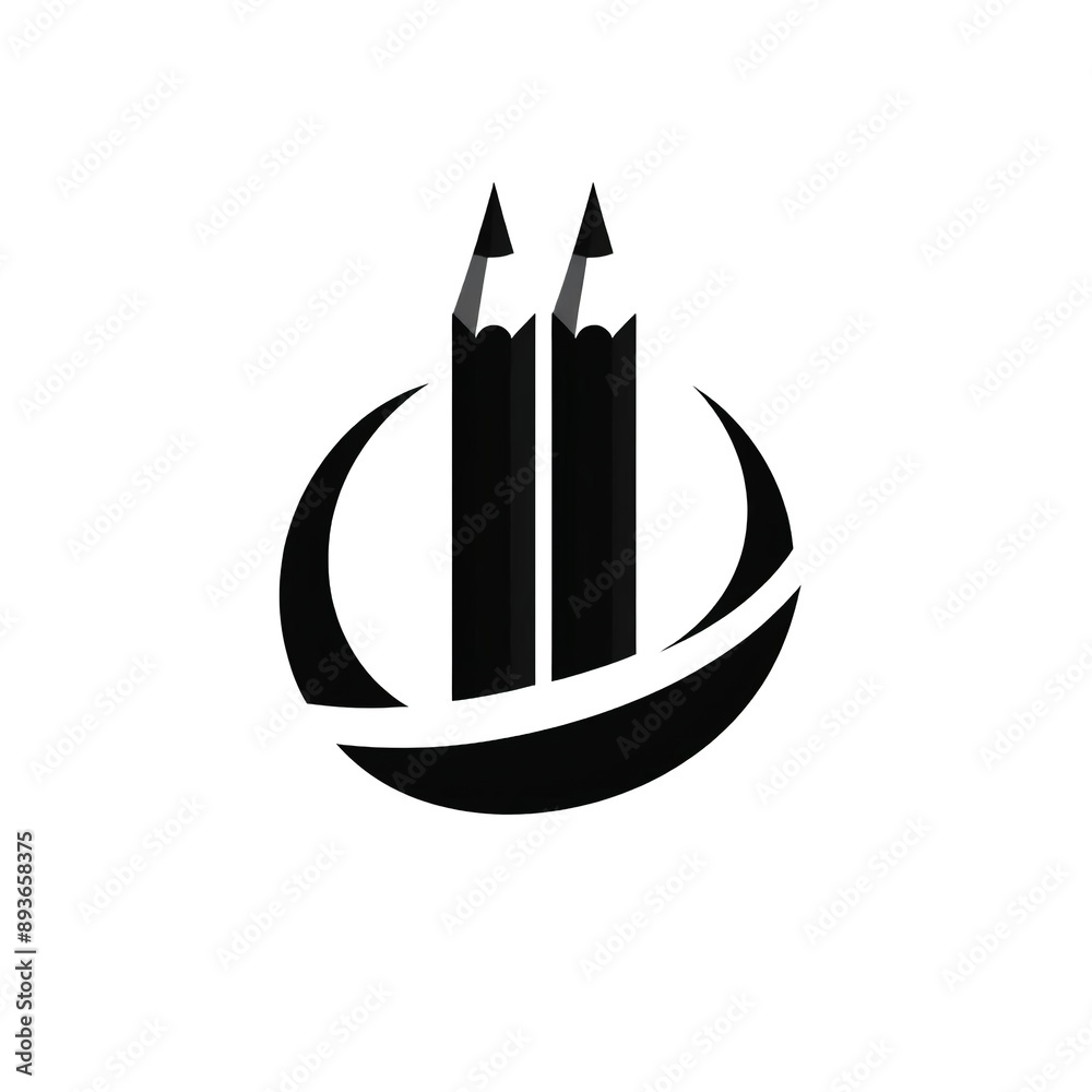 Minimalist pencil silhouette logo on white background Minimalist pencil silhouette logo on white background